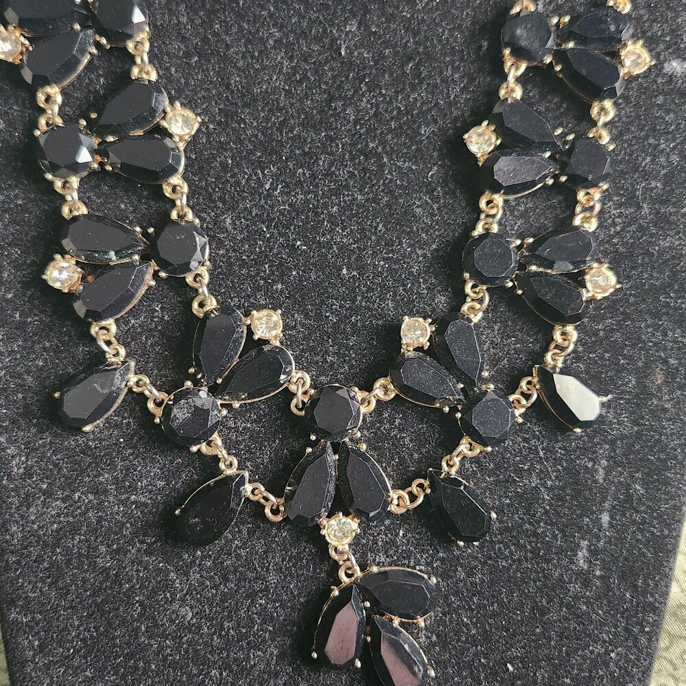 N Brand Named Gold Tone Double Strand Black Necklace